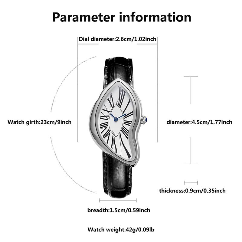 New Luxury Irregular Crash Melting Twist Watches Men's High Quality Genuine Leather Advanced Creative Design Paris Wristwatches