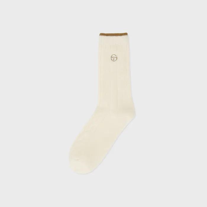 W Cable Winter Socks (WHITE)