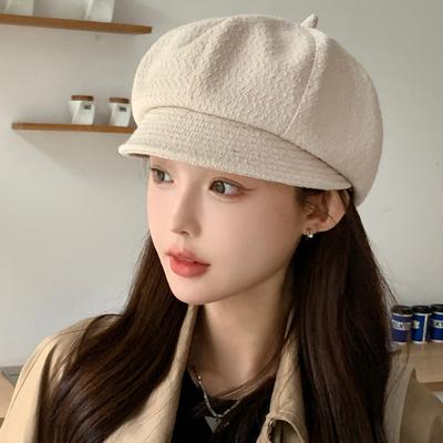 Hat Female Solid Color Versatile Octagonal Hat Japanese Soft Girl Show Face Small Pumpkin Hat