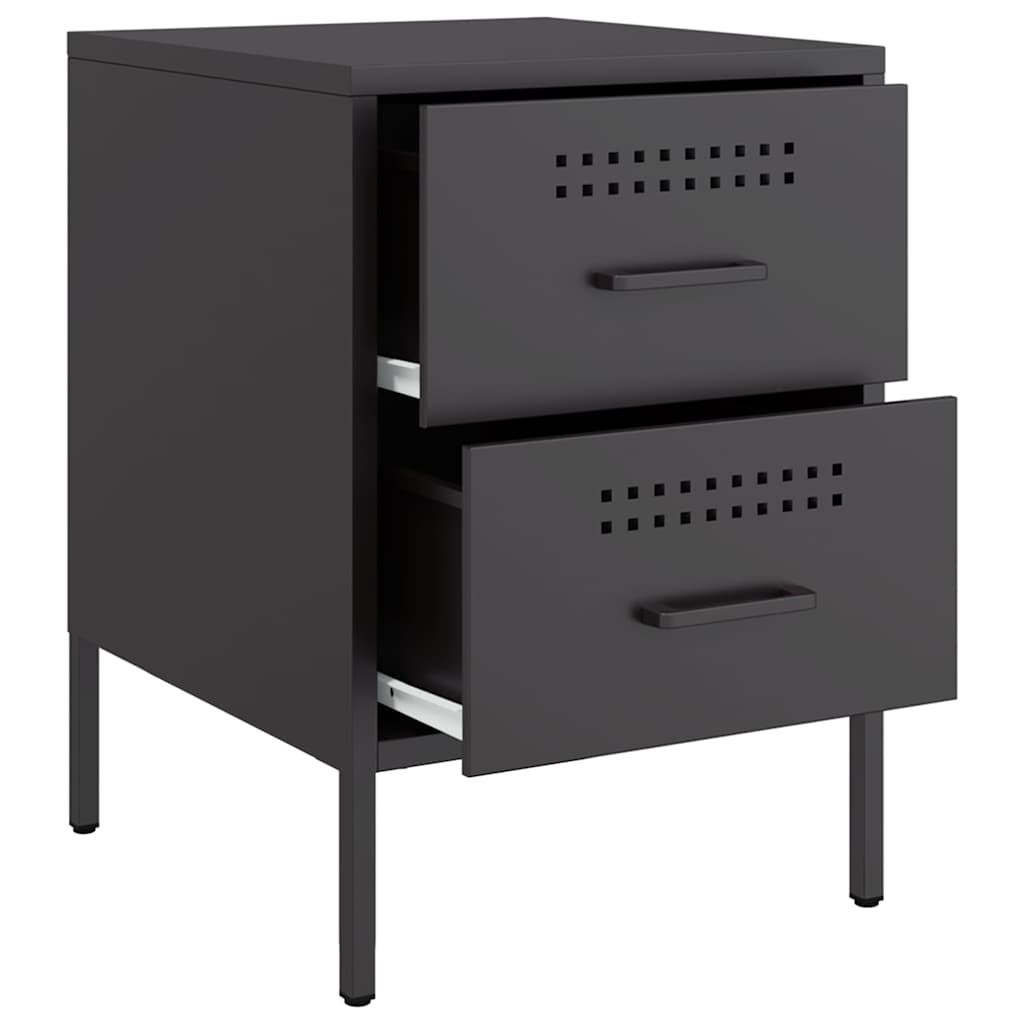 Nightstands 2 Pcs Black 36 X 39 X 50.5 Cm Steel
