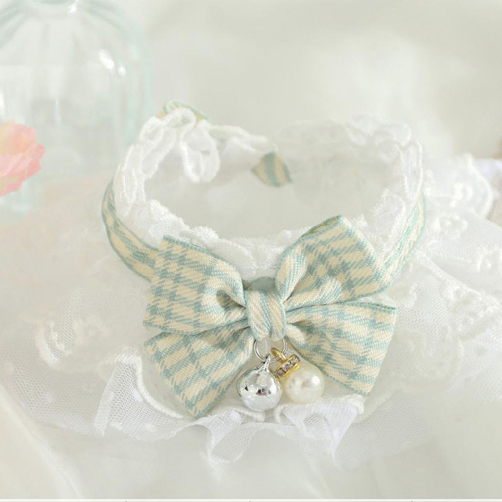 Cat Lace Bib Scarf with Bow Bell Decorations Adjustable Dress Up Accessories Dog Lace Bandana