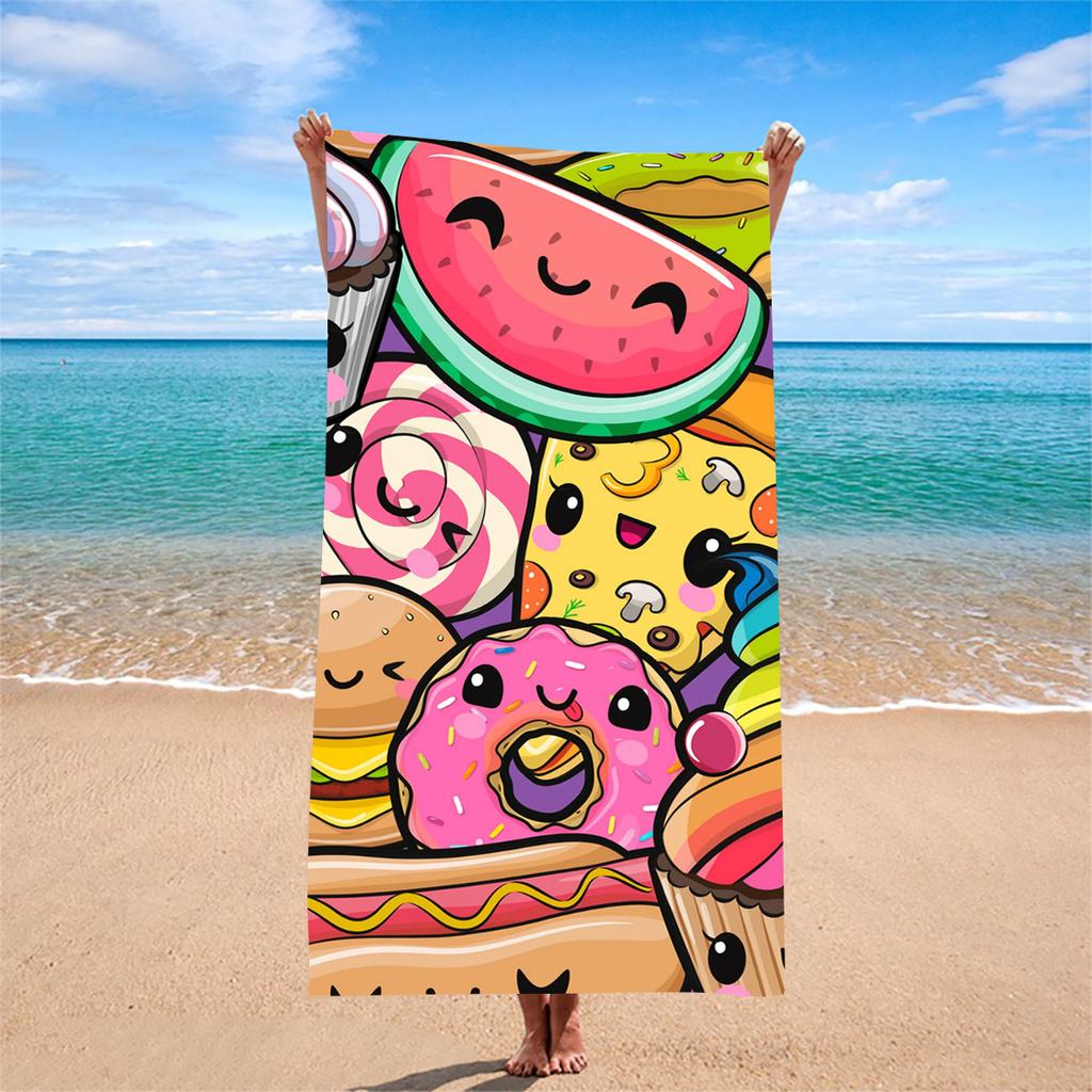 1Pc Summer Essential Snack Pattern Beach Towel Quick-Dry Sand-Proof Fun And Cute Design For Outings