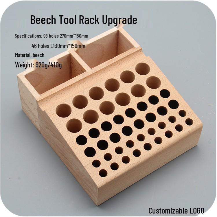 Beech Wood Slotted Leather Tool Rack for Punches and Awls