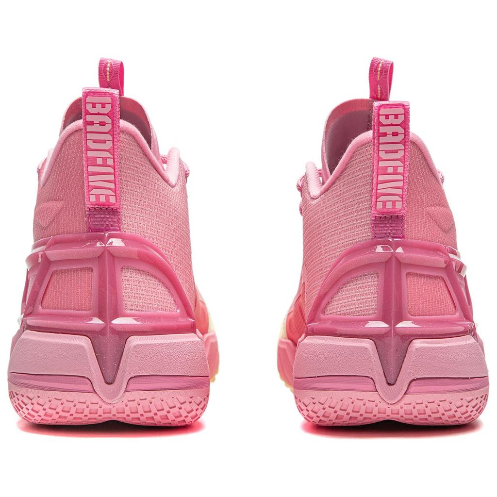 New LiNing Anti five 4 Cushioned Wear Resistant Breathable Mid Top Basketball Shoes Men's Pink Yellow ABFU015-2