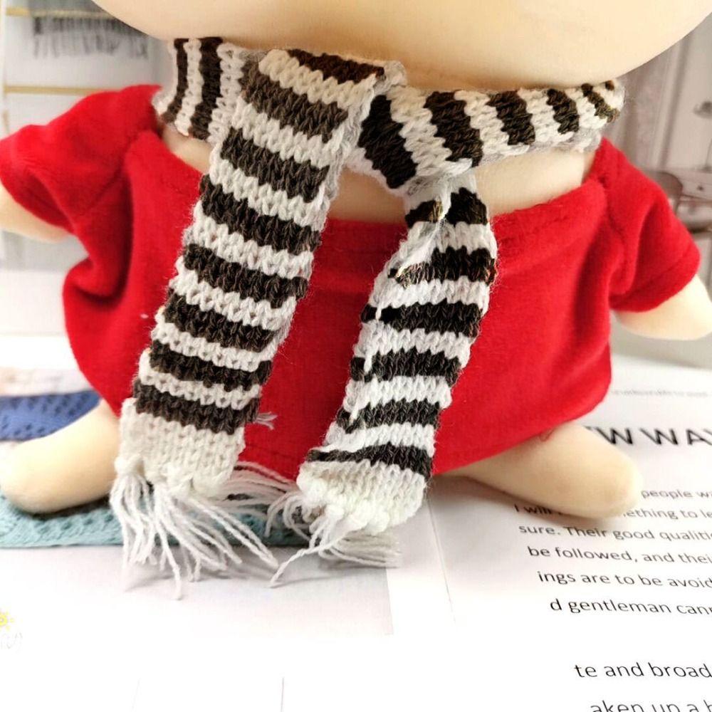 Miniature Doll Knitted Scarf Handmake Fashion Striped Scarf for 15~20cm Cotton Dolls Kids Gift Toys