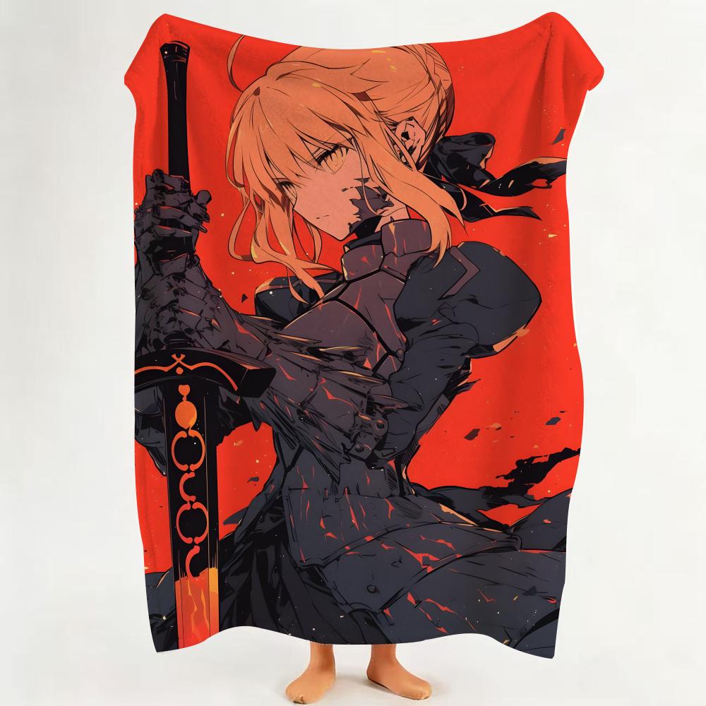 Game F Fate G Grand O Order  Flannel  Blanket Suitable for Sofa Living Room Bedroom