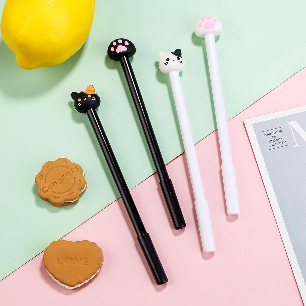 Creative Black Cat Paw Water-based Signature Pen - Cute Stationery for Students