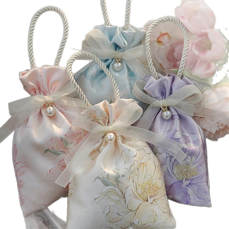 Elegant Satin Wedding Candy Bags and Boxes