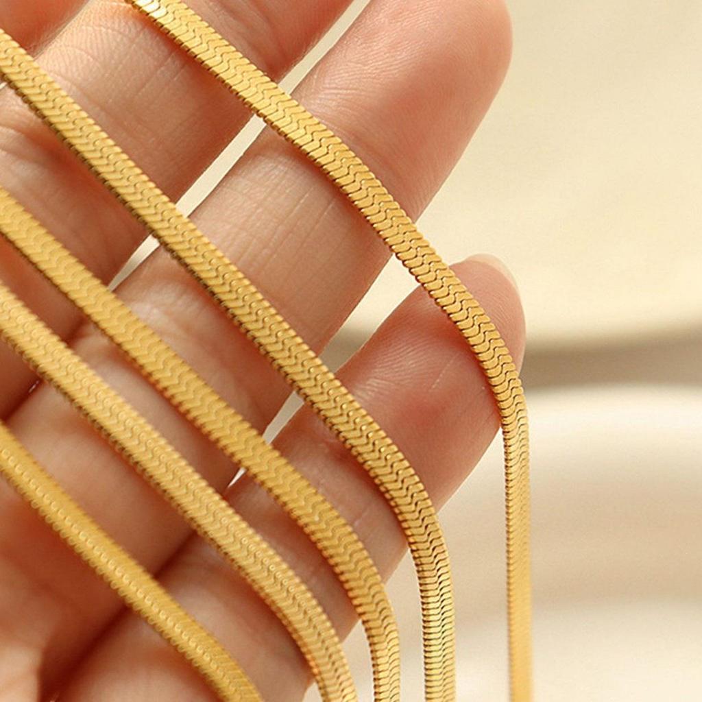 Unisex Minimalist 18k Gold-Plated Stainless Steel Snake Chain Necklace