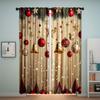 Set Of 2 Festive Christmas Curtains Cheerful Print Polyester Living Room Office Bedroom Decor Curtain For Sitting Made With Rod Pocket Machine