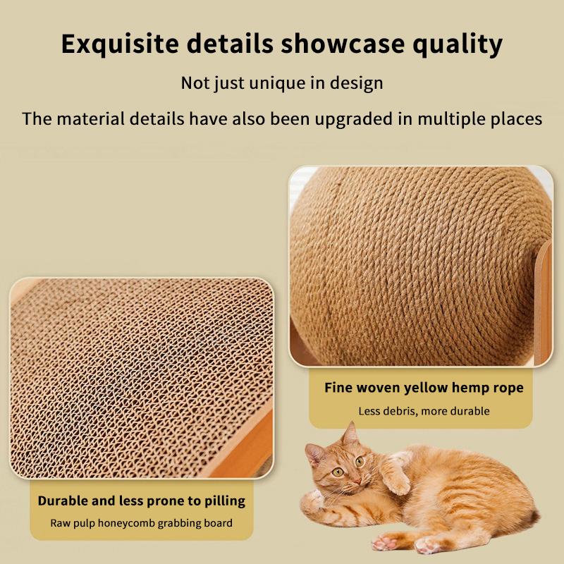 1Pcs Grinding Paw Toy 2 In 1 Wooden Cat Catching Ball Sisal Scratch Board Solid Wood Scraper For Cats Kittens Pet Supplies