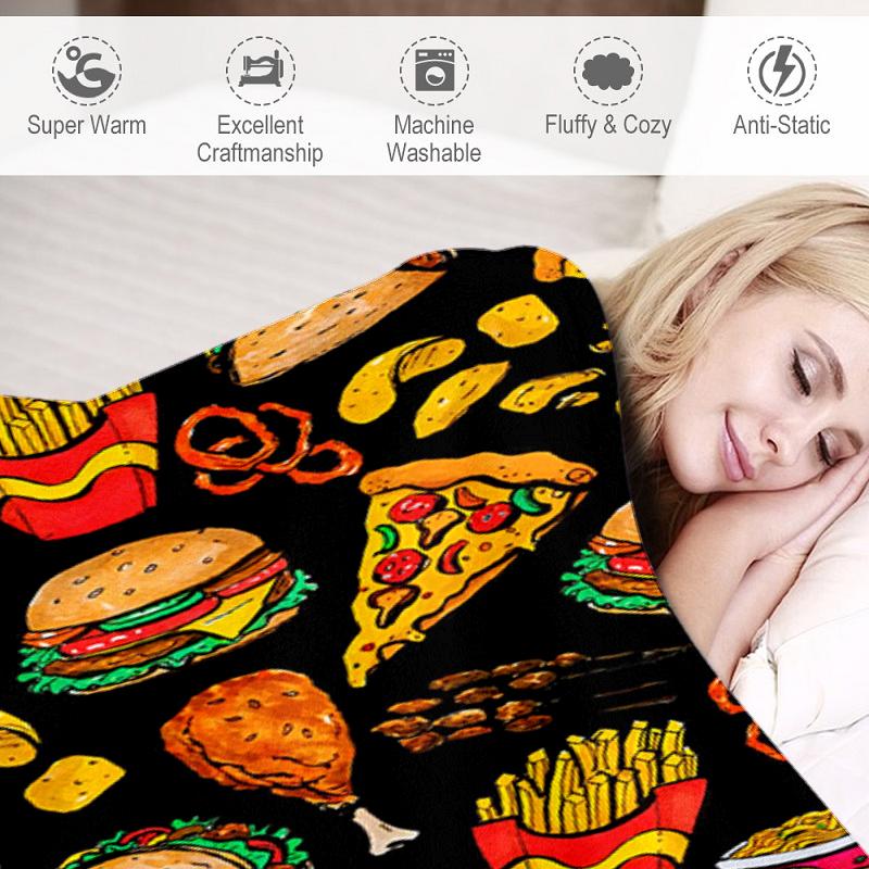 1PC Food Elements printed blanket, all season lightweight home office outdoor nap multifunctional blanket A2