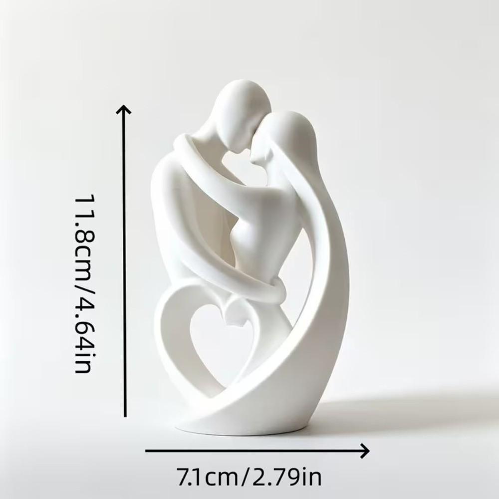 Plastic Hugging Couple Sculpture Romantic Embrace Art Table Statue Wedding Decor