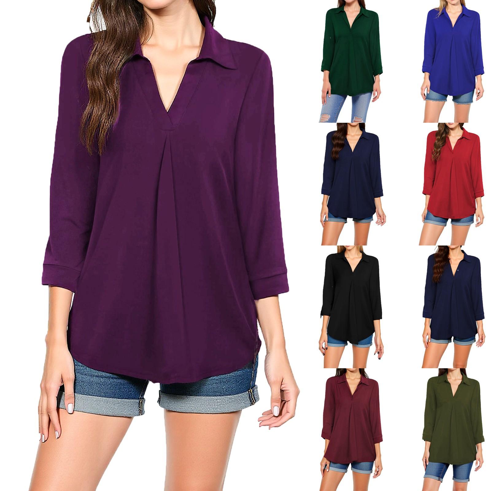 

Women s Casual Fashion Sexy Comfortable V-Neck Seven Sleeve Top M