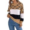 QICED Autumn and Winter Casual Color-blocked Star-shaped Hollowed-out Lantern Sleeve Pullover Sweater for Women