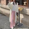 White Long Cardigan for Women Winter Clothes Knitted Fluffy Long Sleeve Cashmere Sweater Coat Korean Style Warm Vintage