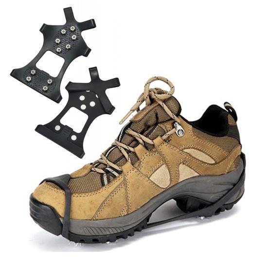 1 Çift Buz Kramponu Ayakkabı Kramponları 10 Çelik Çivili Erkek Kadın Kışlık Outdoor Yürüyüş Buz Kar Çekiş Tutucuları Kaymaz Ayakkabı Bot Sivri Uçlu Tutucular
