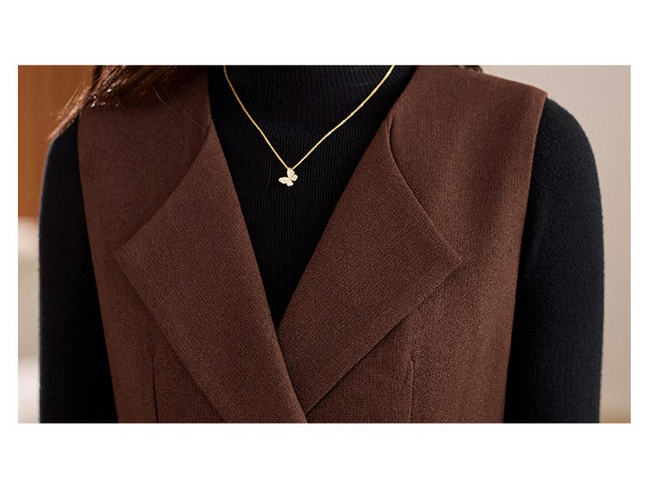 Set Vestă Tricotată & Rochie Lungă de Modă Femei Primăvara Devreme 2025