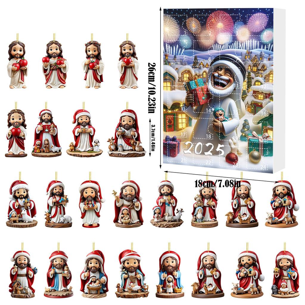 

Santa Holiday Countdown Calendar With Acrylic Parts Christmas Tree Ornaments For Festive Decoration Style F