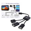 3in1 Micro USB HUB OTG Male to Female Dual USB 2.0 Adapter Cable for Samsung