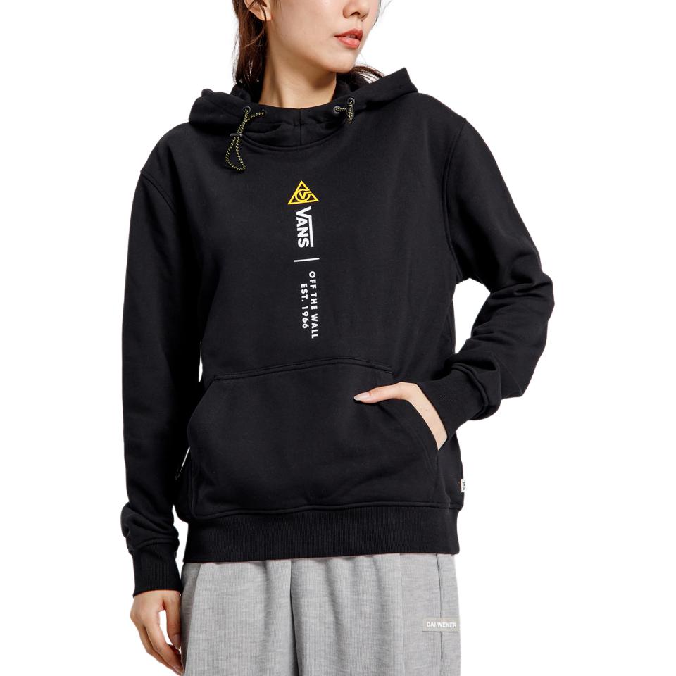 Vans Letter Print Hooded Sweatshirt Women tops Black VN0A4RBKBLK