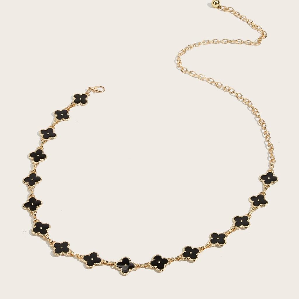 Fashion Waist Metal Chain With Four Leaf Clover Shape And Detailing For Daily