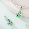 925 Silver Green St Patricks Clover Pendant DIY Charm Beads for Original Bangle Charms Bracelet Women Jewelry