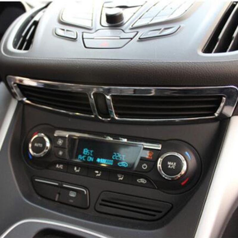 Car Air Conditioning Outlet Decoration Cover for Ford Kuga Escape 2013 2014 2015 2016 2017 Chrome Trim Sticker Modification
