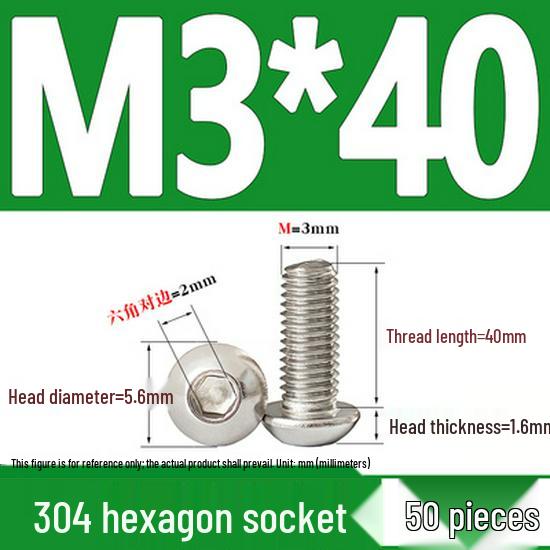 ISO7380 Stainless Steel Hex Drive Dome Head Screws - M2 to M16
