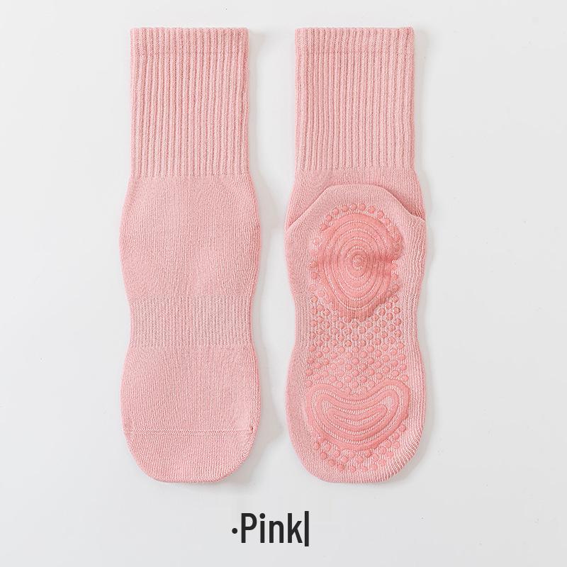 Women's Non-slip Mid-calf Pilates Yoga Socks - Grippy Cotton for Indoor Sports