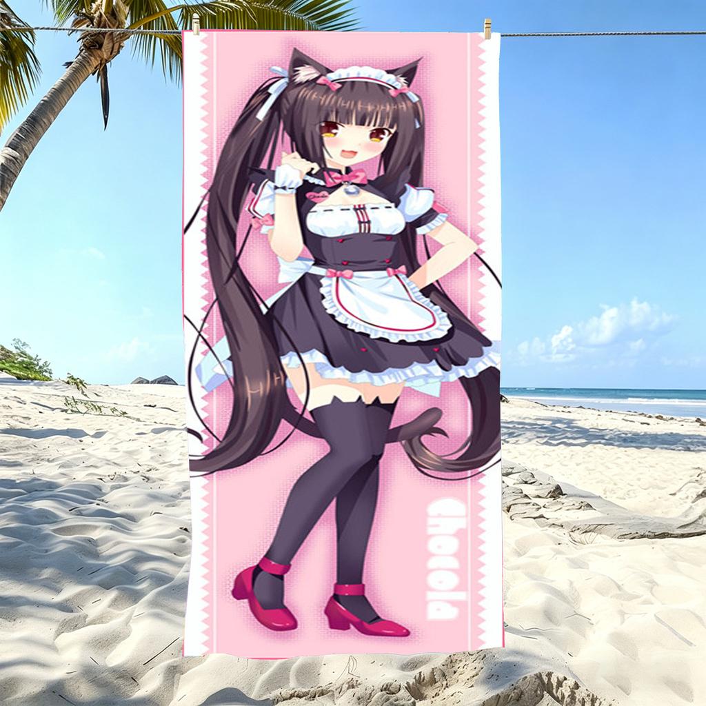 Nekopara Anime Beach Towel cute design microfiber soft water absorbent quick dry fashion beach accessories