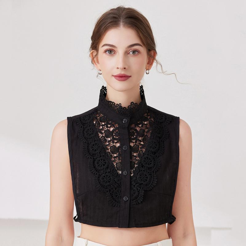 Detachable Half Top Neck Cover False Collar Solid Color Women Sweater Decoration Ruffled High Collar Clothes Accessories