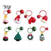 Crochet Christmas Keychain Yarn with Bell, Handmade Tree Hat Glove Wreath Holiday Gift for Friends Key Ring Pendant, Bag Charm Accessory Backpack,