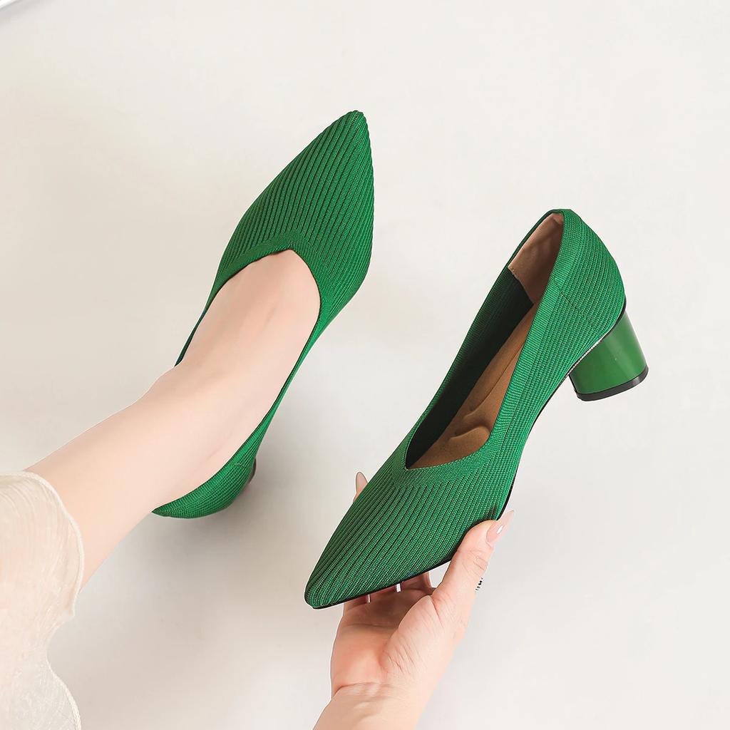 Mode Damenabsätze Pflaumen Gestrickt Atmungsaktiv Rutschfeste Gummisohle Schuhe 2025 Neue Ausgabe (6cm Hoch) Übergröße 43 42 Damenschuhe