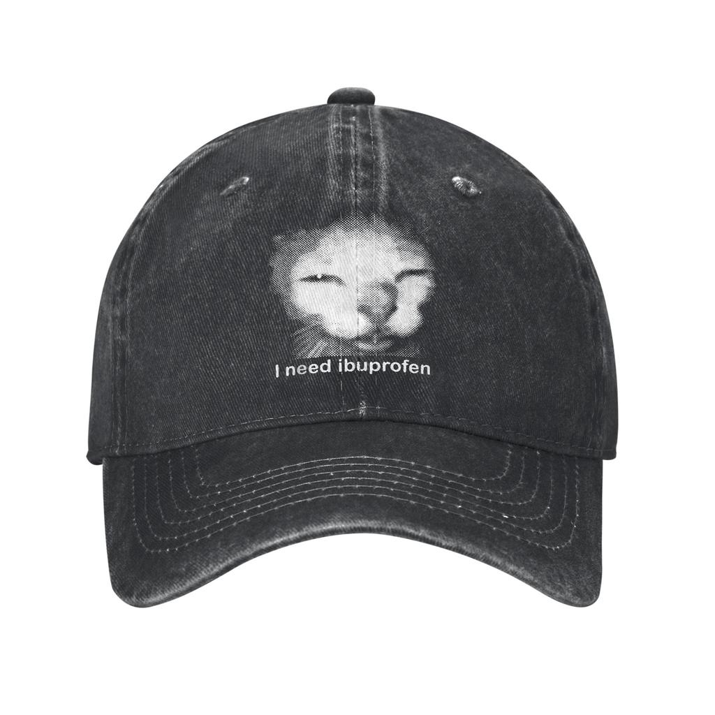 Classic I Need Ibuprofen Cat Meme Baseball Caps Unstructured Unisex Women Distressed Washed Sun Cap Funny Outdoor Adjustable Hat