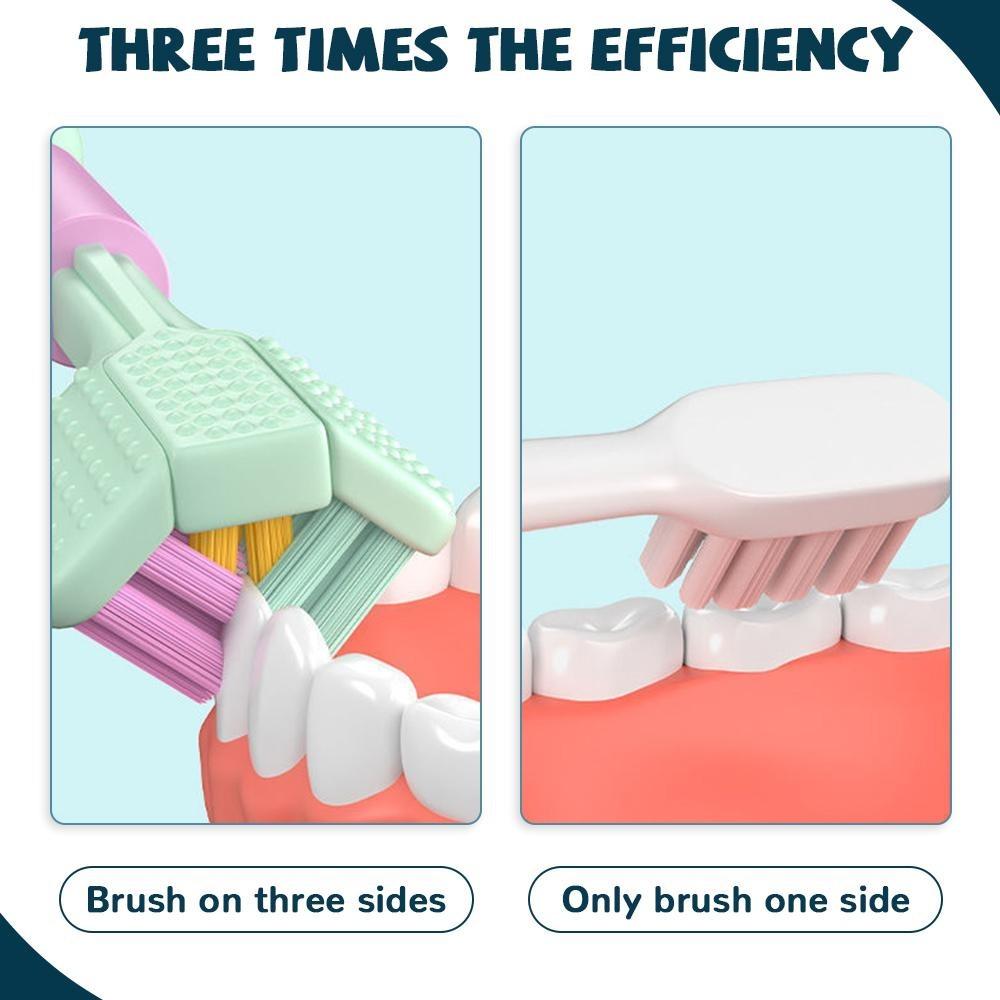 1PC 360 Degree Three-sided Soft Bristle Toothbrush Oral Care Safety Toothbrush Teeth Deep Cleaning Portable Travel Dental Oral Care