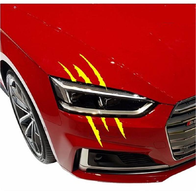 2X Black Vinyl Eye Catching Claw Marks Decal Sticker Waterproof For Car Headlamp