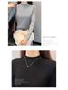 Women's Black Slim-Fit Long Sleeve Mid-Neck Top for Spring/Autumn