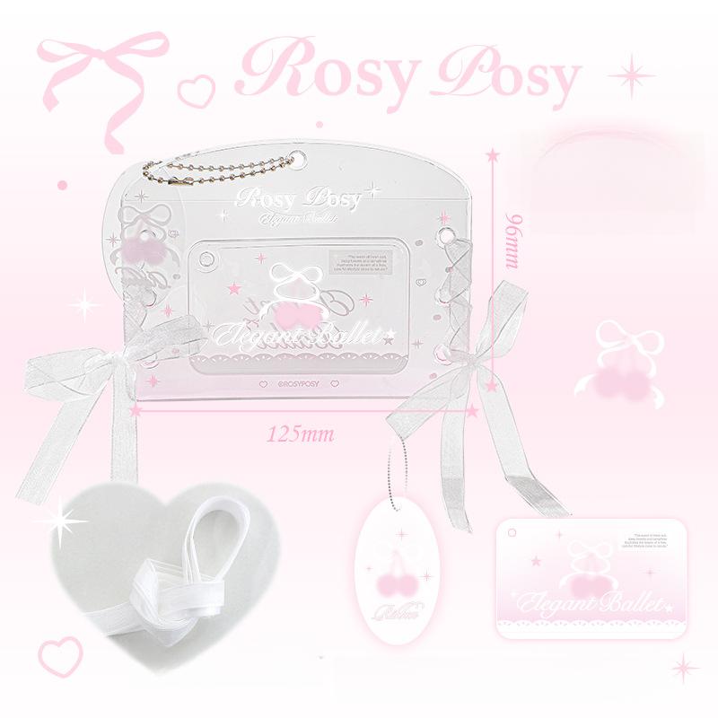 Ballet Series Transparent PVC Card Holder with Ribbon 3 Inch Kpop Photocard Frame Lovely Photocard Sleeves for Girl Bag Pendant