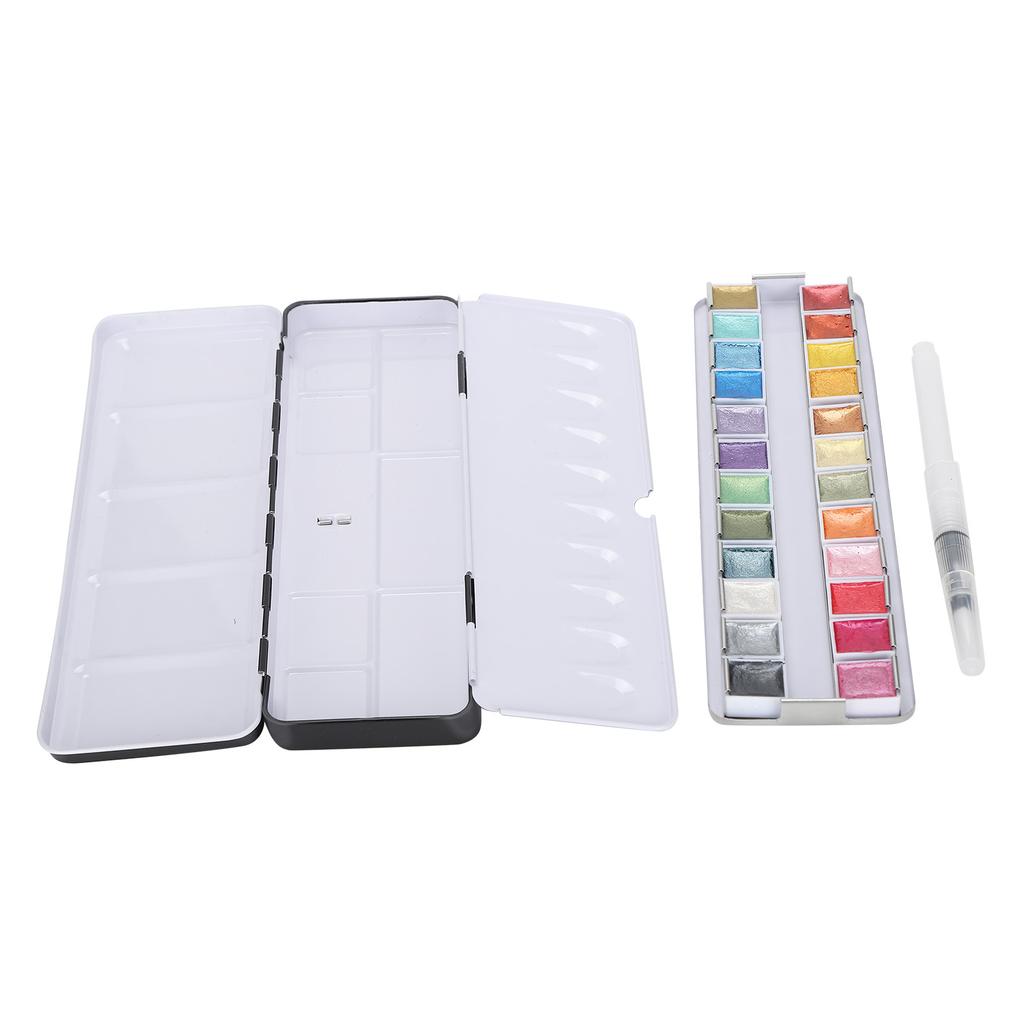 Prly Lustre Watercolor Paint Portable Bright Color Watercolor Pigment Set with Box