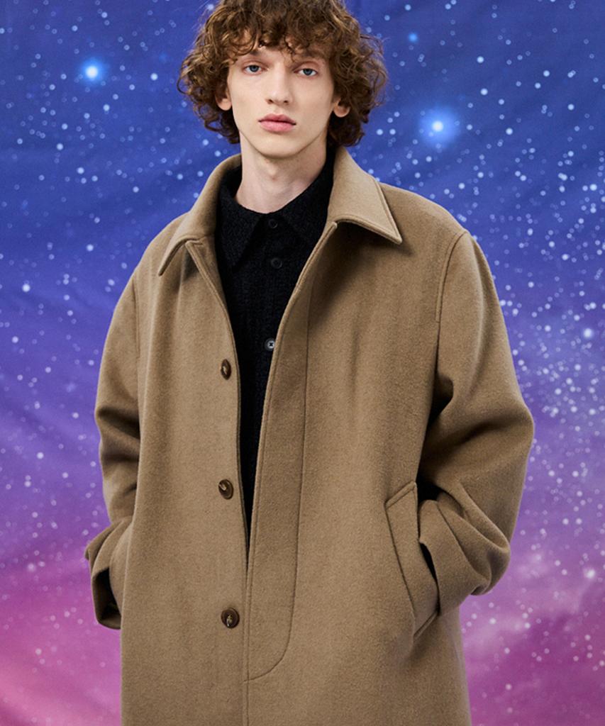 Waikei Balmacaan Oversized Wool Coat Ash Brown