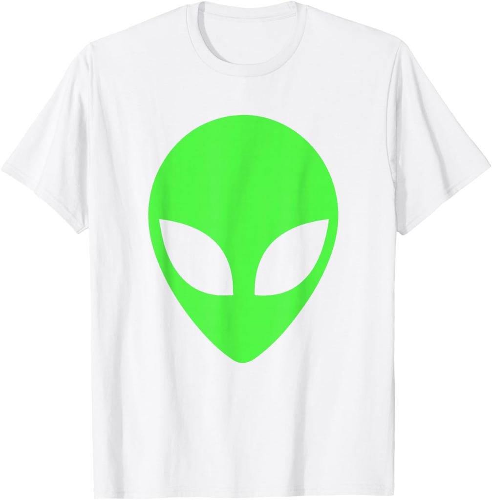 Green Alien Head Graphic Tee Breathable Cotton Casual Trip T-Shirt for Men