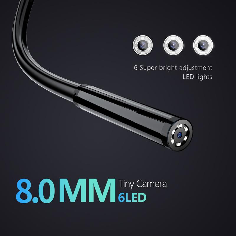 1181P HD Industrial Endoscope Camera with 1.1" IPS Screen, 8mm Single Lens IP68 Waterproof Borescope for Pipe, Sewer & Car