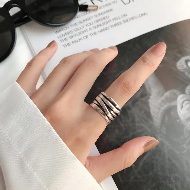 Silver Color Multilayer Simple Geometric Rings Charm Women Trendy Jewelry Vintage Party Accessories Gifts
