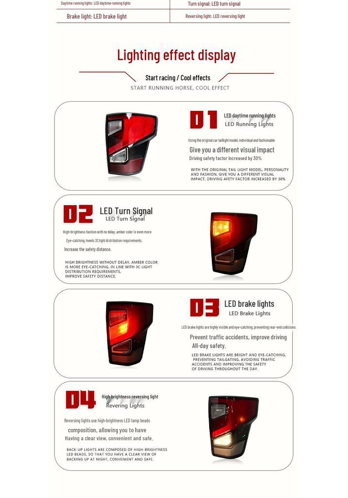 Upgraded LED Daytime Running Lights & Turn Signals for 16-18 Nissan Titan Rear Taillights