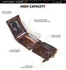 Black Angel Retro Crazy Horse Leather Tri-Fold Men's Wallet - Horizontal Design