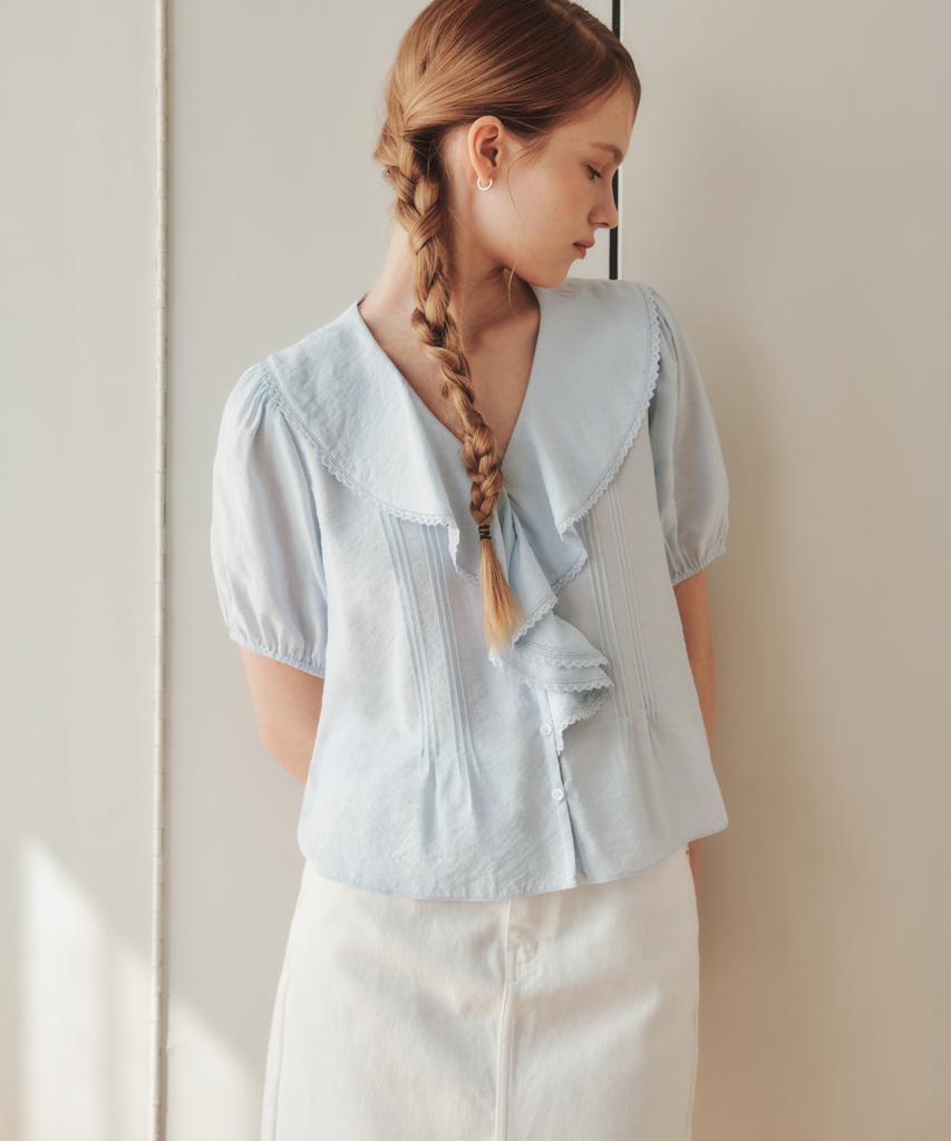 ZEROSTREET [3 Colors] Lace Collar Blouse