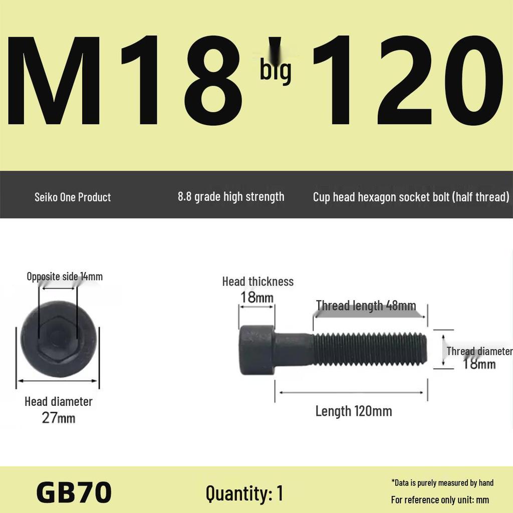 8.8 High-Strength Socket Head Cap Screw Bolt (M4-M16)