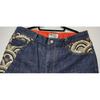 Used Karakuri Tamashii Japanese Pattern Denim Half Pants Cherry Blossom Family Crest