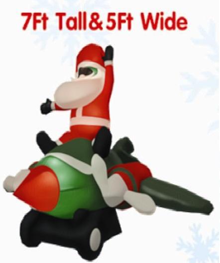 Inflatable Santa Claus on Aeroplane 160cm